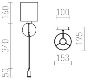 RED - Design Rendl - R10580 - VERSA LED fali lámpa 1xE27/42W/230V + LED/3W