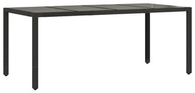 9 részes fekete polyrattan kerti bisztrógarnitúra párnákkal