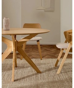Kerek étkezőasztal tölgyfa dekoros asztallappal ø 120 cm Naanim – Kave Home