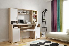 Íróasztal világos Sonoma tölgy / fehér matt színkombinációban 16 mm – VIGO