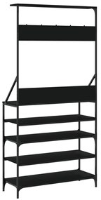 fekete ruhafogas cipőpolccal 90x34x184 cm
