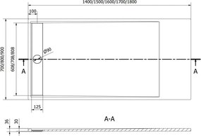 Mexen Amon téglalap alakú zuhanytálca SMC 160 x 90 cm, fehér - 4F109016