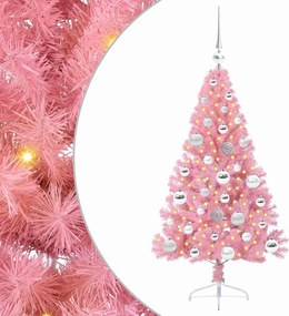 vidaXL Mesterséges, előre világított karácsonyi fa Rózsaszín 120 cm