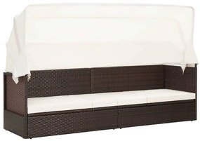 Barna polyrattan kerti kanapé napellenzővel