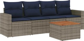 vidaXL 5 részes szürke polyrattan kerti ülőgarnitúra párnával