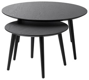 Fekete kerek dohányzóasztal szett 2 db-os ø 88 cm Adda – Unique Furniture