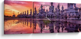 Kép - Buddhák naplementekor (órával) (90x30 cm)