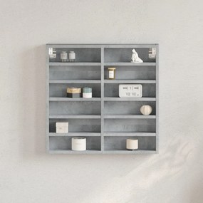 betonszürke szerelt fa vitrinszekrény 60 x 8,5 x 58 cm