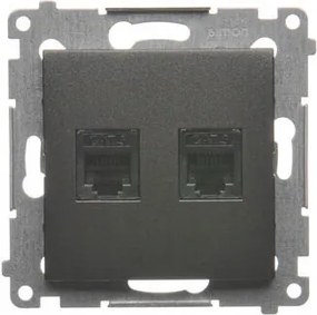 Simon 54 Telefon aljzat RJ12 Dupla antracit DT2.01/48