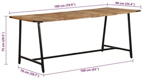 tömör mangófa étkezőasztal 180x90x75 cm