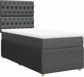 vidaXL sötétszürke szövet rugós ágy matraccal 90x190 cm