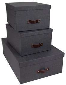 Inge 3 db-os fekete tárolódoboz szett - Bigso Box of Sweden