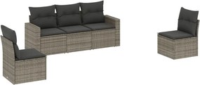 vidaXL 5 részes szürke polyrattan kerti ülőgarnitúra párnákkal