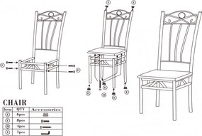 Étkezőasztal szett 4 db székkel fekete BC FUR-101-17BL