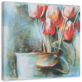 Gario Vászonkép Vörös tulipánok vázában Méret: 30 x 30 cm