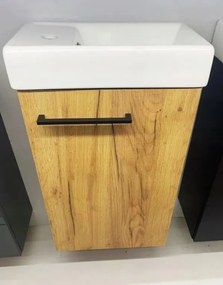 Erga Kim, fali WC szekrény 50x23x60 cm + kerámia mosogató 50 cm, craft tölgy, ERG-207-D-05017+1430