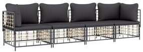 vidaXL 4 részes antracitszürke polyrattan kerti ülőgarnitúra párnákkal