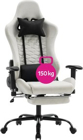 Irodai/gamer szék, fehér/fekete, teherbírás 150 kg, PAPIBAS