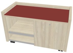 Verno mobil konténer 100 x 50 cm üveggel, bal, akác / piros