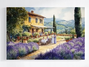 Vászonkép Canvas Toszkán Villa Levendula Olaszország Hegyek Nyár 120x80