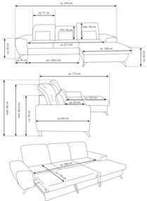 ALTA jobb oldali, L-alakú, ággyá nyitható kárpitozott sarokülőgarnitúra tárolóval, zöld