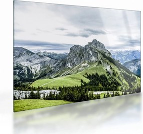 Kép - hegycsúcsok (üvegen) (70x50 cm)