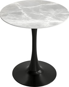 Étkezőasztal, szürke márvány/fekete, átmérő 90 cm, LORIAN TYP 1