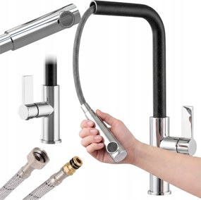 Konyhai csaptelep Kihúzható kifolyócső Linea álló csaptelep fekete pöttyös