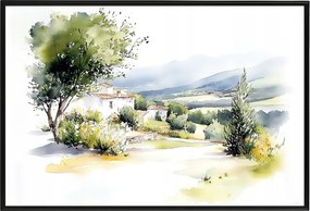 Poszter Keret Alumínium Tájkép Spanyolország Asztúria Hegyek Ház Villa Nyár 60x40