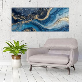 Kép - Kék-arany absztrakt márvány (120x50 cm)