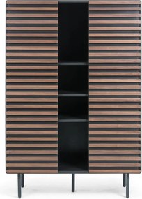 Fekete-natúr színű szekrény diófa dekorral 105x155x40 cm Kesia – Kave Home