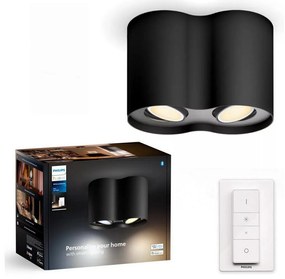 Philips Philips - LED Dimmelhető spotlámpa Hue PILLAR 2xGU10/4,2W/230V + távirányító fekete P6201