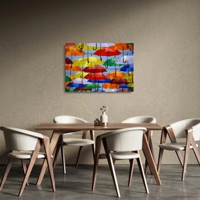 Színes esernyők képe (üvegen) (70x50 cm)