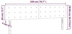 sötétkék bársony LED-es fejtámla 200x5x78/88 cm