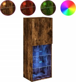 vidaXL füstös tölgy színű TV-szekrény LED lámpákkal 40,5 x 30 x 102 cm