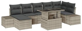vidaXL Kerti Kanapé Szett párnával 8 pcs Világosszürke