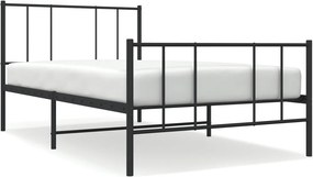 vidaXL fekete fém ágykeret fej- és lábtámlával 107 x 203 cm