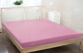 Gumis jersey lepedő 180x200 világos rózsaszín