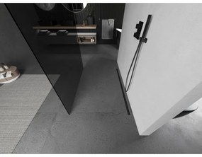 Mexen Kioto, Walk-In zuhany paraván 130 x 200 cm, 8mm szürke üveg, grafit profil, 800-130-002-66-40