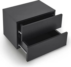 Függő éjjeliszekrény 40 x 29 x 30 cm fekete 2 fiókkal