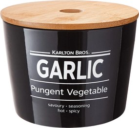 KARLTON BROS fokhagymatartó, fekete Ø 14cm