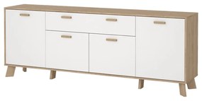 Fehér-natúr színű komód tölgyfa dekorral 196x73x39 cm Ikast – Tvilum