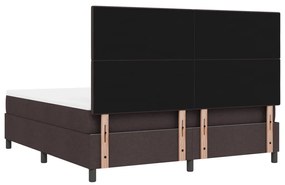 Rugós ágy matraccal és LED világítással, sötétbarna, 180 x 200 cm, szövet