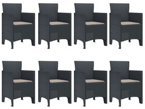 9 részes Kerti Étkezőkészlet Párnákkal Anthracit Műanyag Rattan