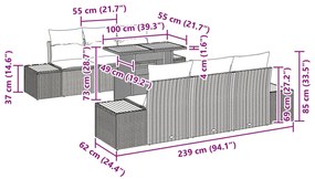 Kerti Kanapé Szett 7 Részes Bézs Rattan Kerti Étkező Szett