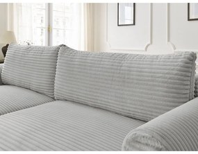 Világosszürke kordbársony kinyitható sarokkanapé (bal oldali) Lucien – Bobochic Paris