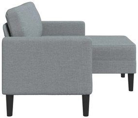 világosszürke anyagból 2 üléses kanapé L-alakú kanapéval 125 cm