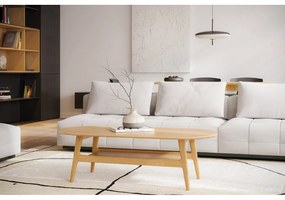 Natúr színű dohányzóasztal tölgyfa dekorral 60x130 cm Curved – Woodman