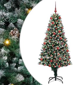 vidaXL Mű karácsonyfa 300 LED-del Zöld 180 cm PVC és Acél és Műanyag