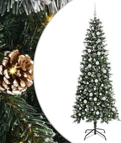 vidaXL Mű karácsonyfa 300 LED-del Zöld 210 cm PVC és Műanyag és Acél